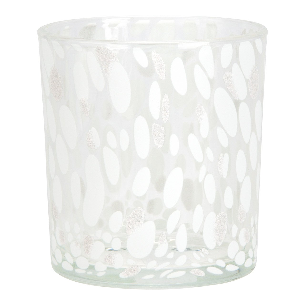 Lanterna in vetro con decoro a pois, bianca (L/H/D) 7x8x7cm