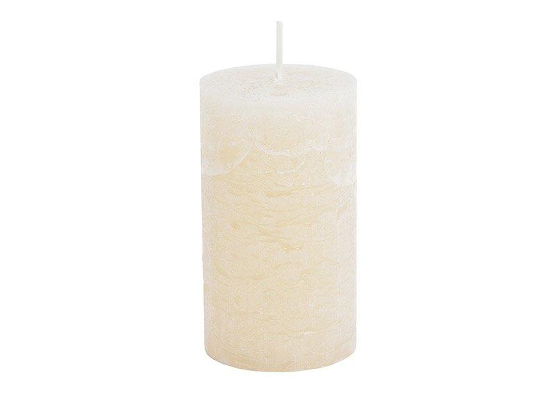 Candle 6,8x12x6,8cm wax sand light beige