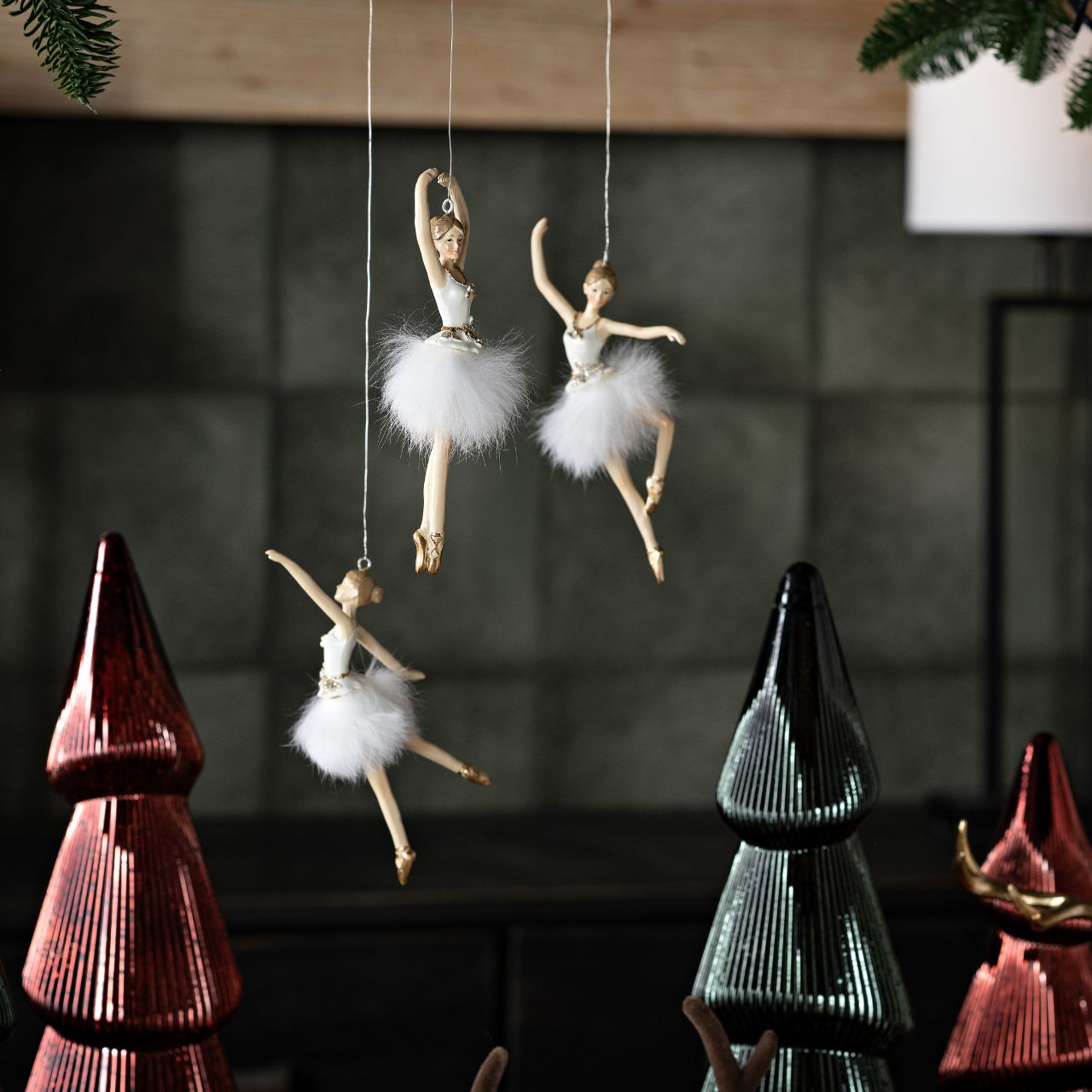 Weihnachtsdeko, Tänzer, Ballerina, Fluffrock, Hängende Figur
