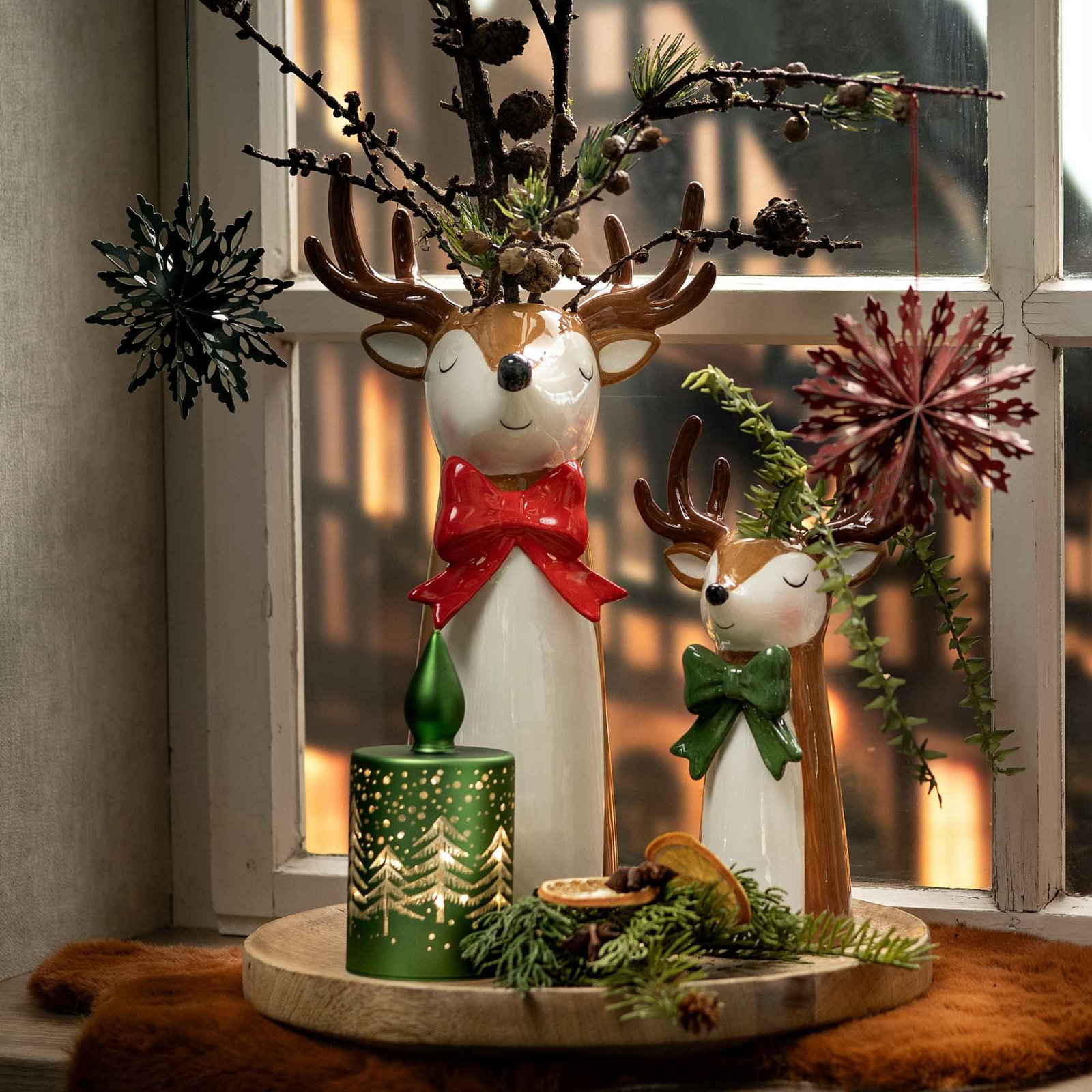 LED light candle winter forest decor made of glass, green (W/H/D) 8x20x8cm with timer battery operation 3xAA not included LED light candle winter forest decor made of glass, green (W/H/D) 8x20x8cm with timer battery operation 3xAA not included