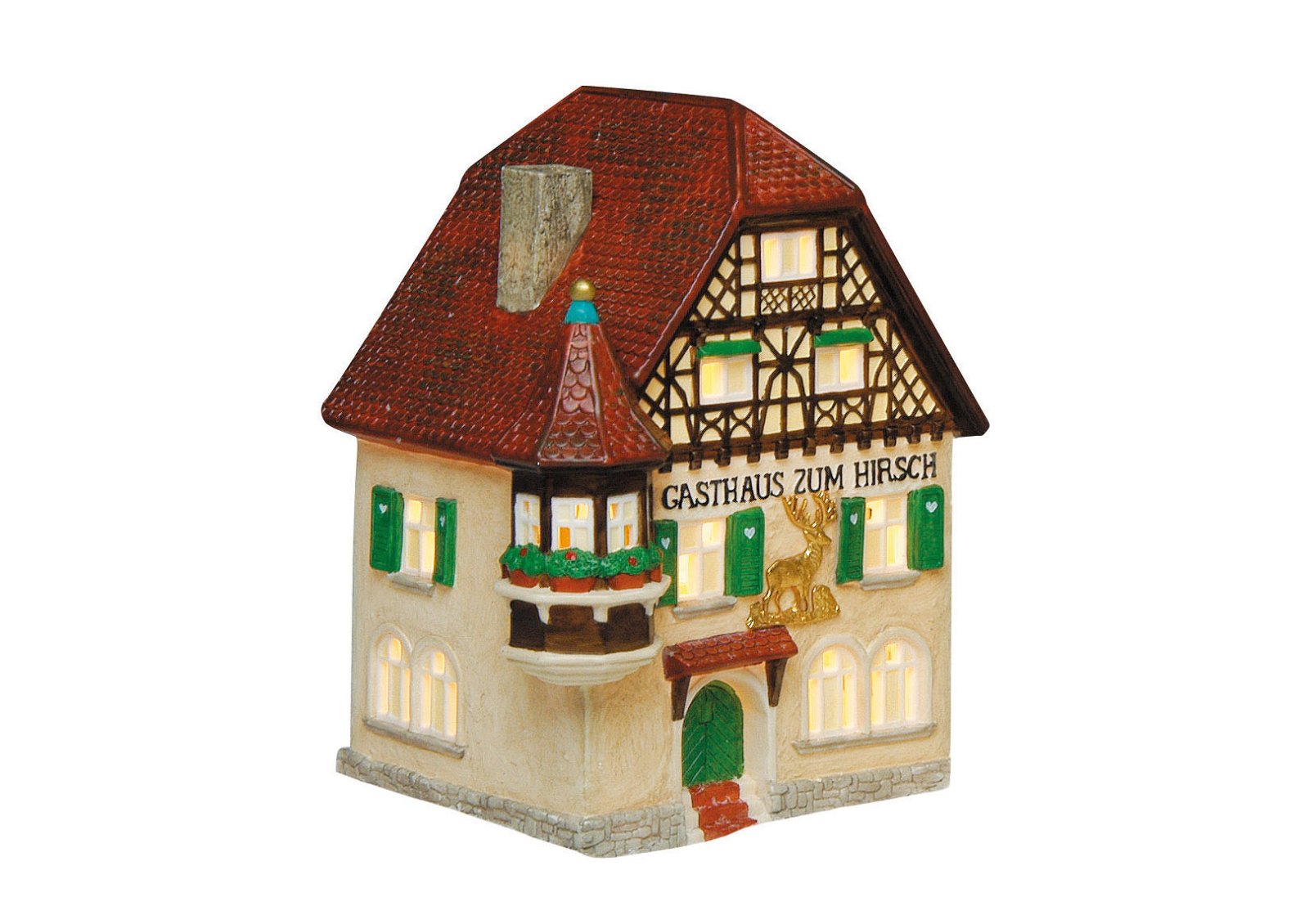Windlicht Gasthaus Hirsch aus Porzellan, B14 x T10 x H19 cm