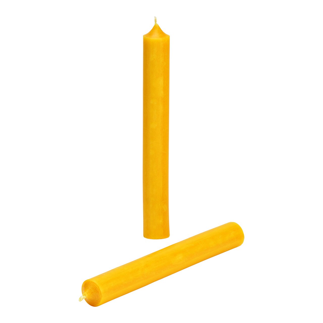 Vela de palo de cera de color amarillo curry (H) 18cm Ø2cm Tiempo de combustión aprox. 8 hrs.