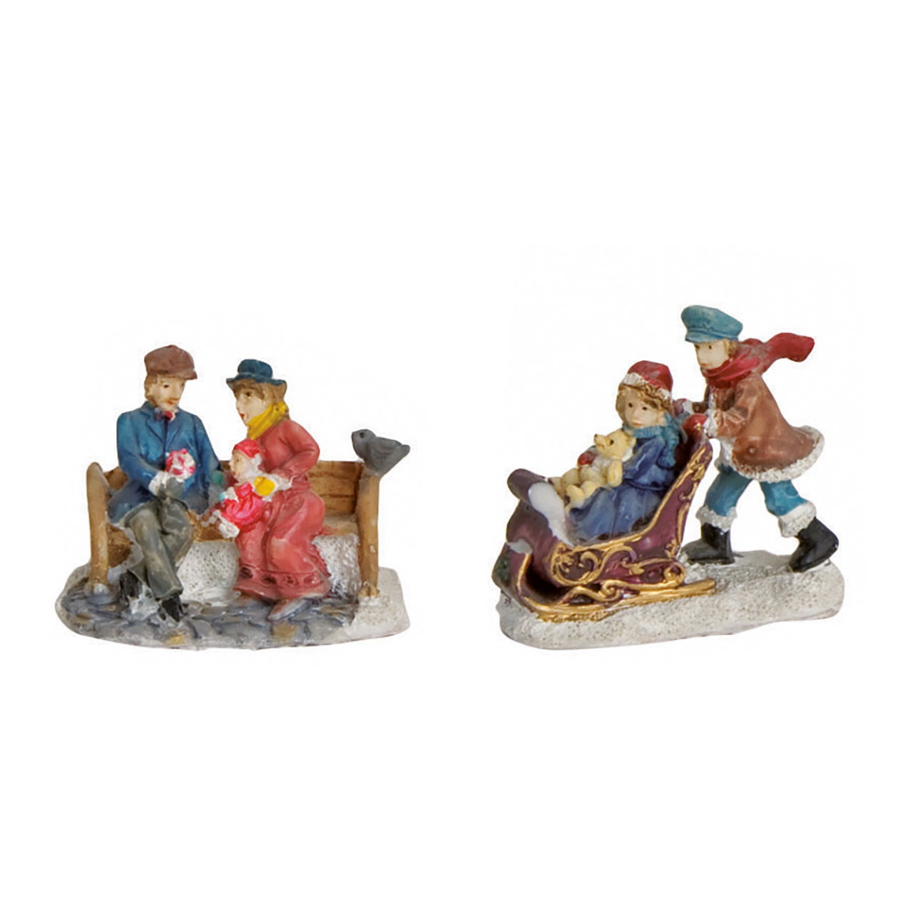 Miniatuur figuren winterm. van poly, assorti, 4-5 cm