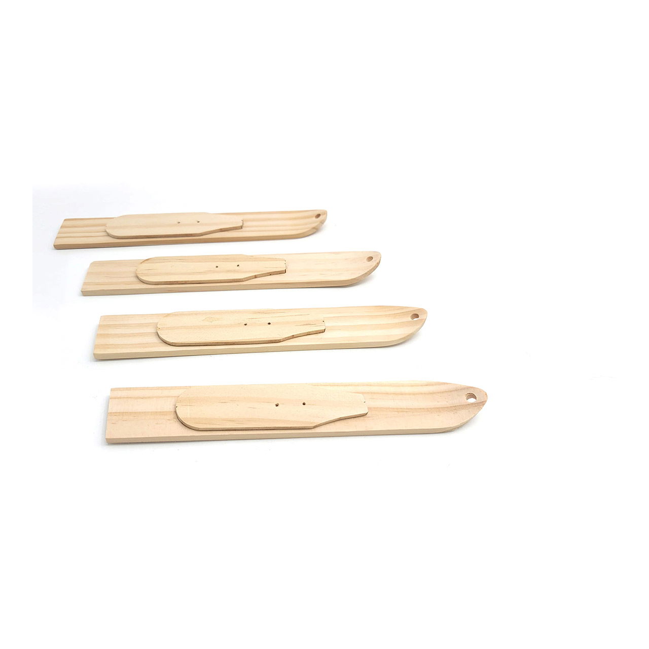 Apres-Allstars mini skis made of wood (table decoration or to hang around the neck), set of 4, natural (W/H/D) 4x3x20cm