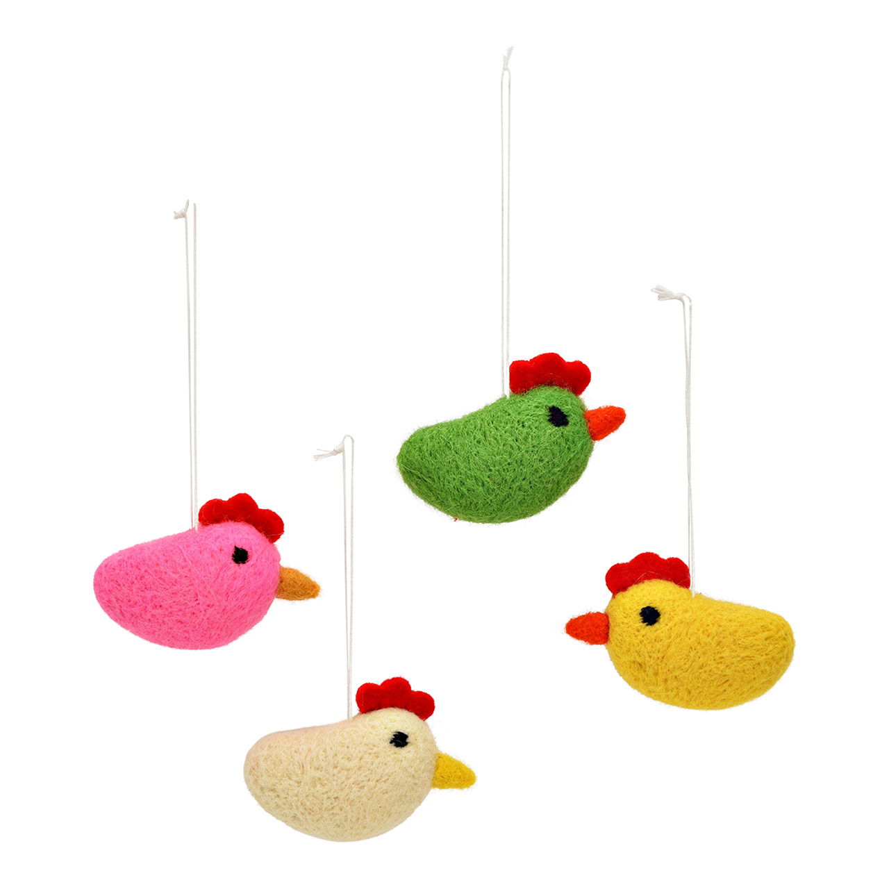 Hanger chicken made of textile colorful 4-fold, (W/H/D) 6x4x2cm