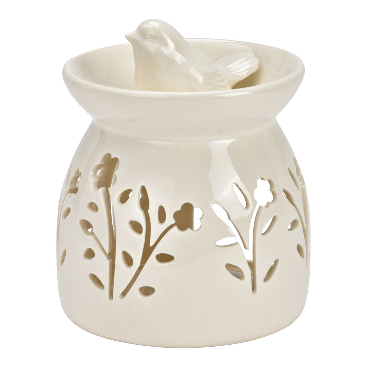 Brule parfum oiseau en porcelaine blanche (L/H/P) 10x12x10cm