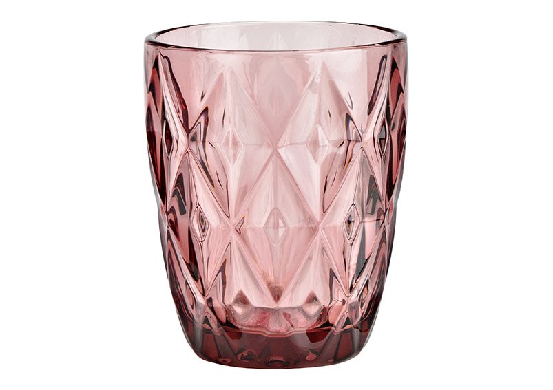Bicchiere in vetro rosa/rosa (L/H/D) 8x10x8cm