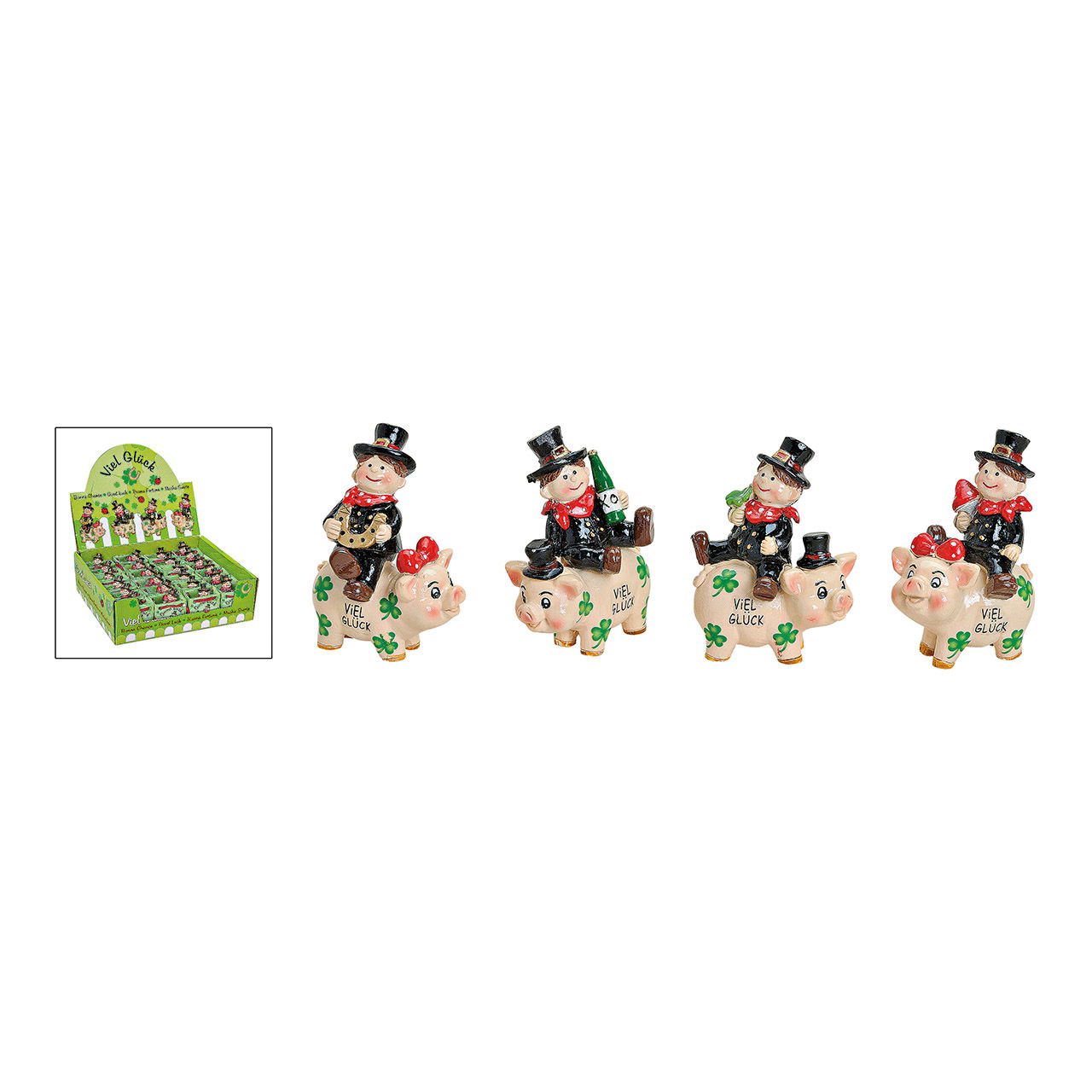 Ramoneur sur cochon en poly, 4 couleurs, L5 x P4 x H7 cm Ramoneur sur cochon en poly, 4 couleurs, L5 x P4 x H7 cm