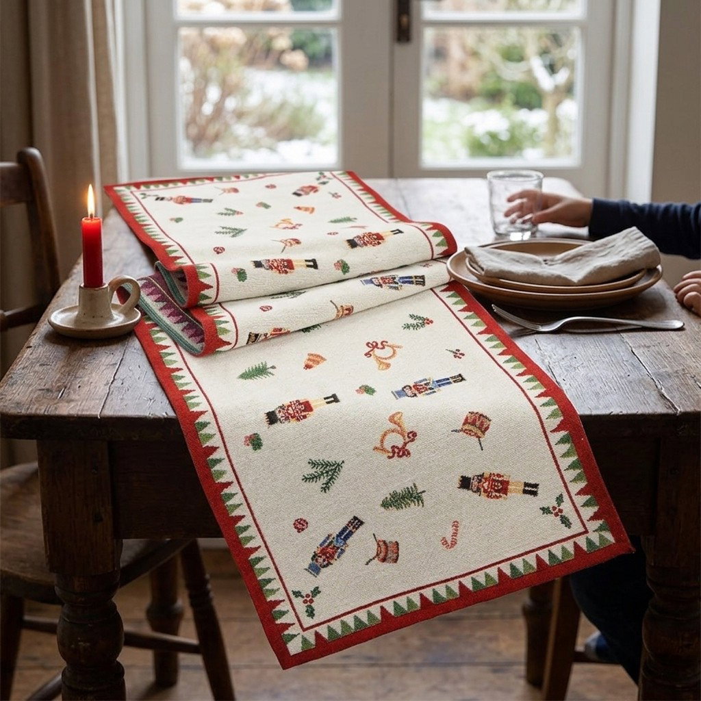 Chemin de table Casse-noisette en textile rouge (L/H/P) 33x183x0.5cm Weihnachtsdecke, Tuch, Nutzlage, Schals, Dekoration