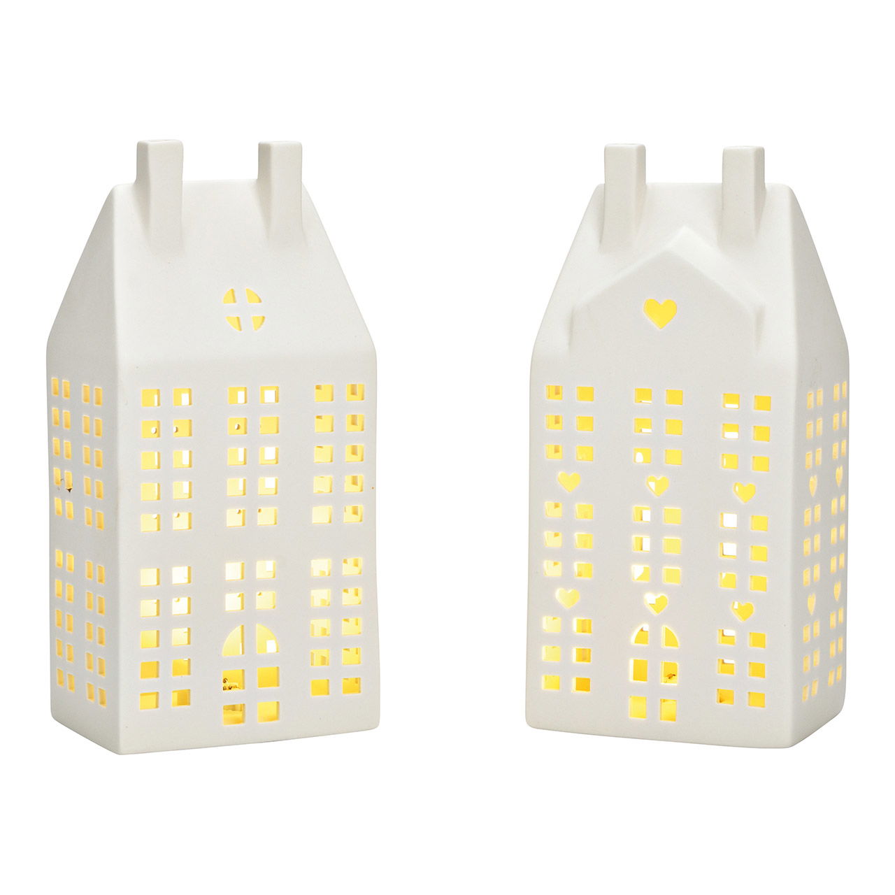 Maison lumineuse mate avec LED, exclus 3xLR44 en céramique blanche 2x, (L/H/P) 10x22x8cm