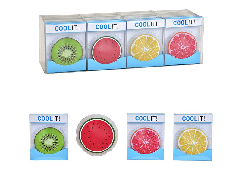 Pack réfrigérant, Coussin réfrigérant Fruits en plastique Coloré 4 fois, (L/H/P) 9x9x1cm