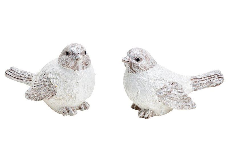 Wintervogel met glitters van poly Wit 2-vouw, (w/h/d) 9x6x5cm
