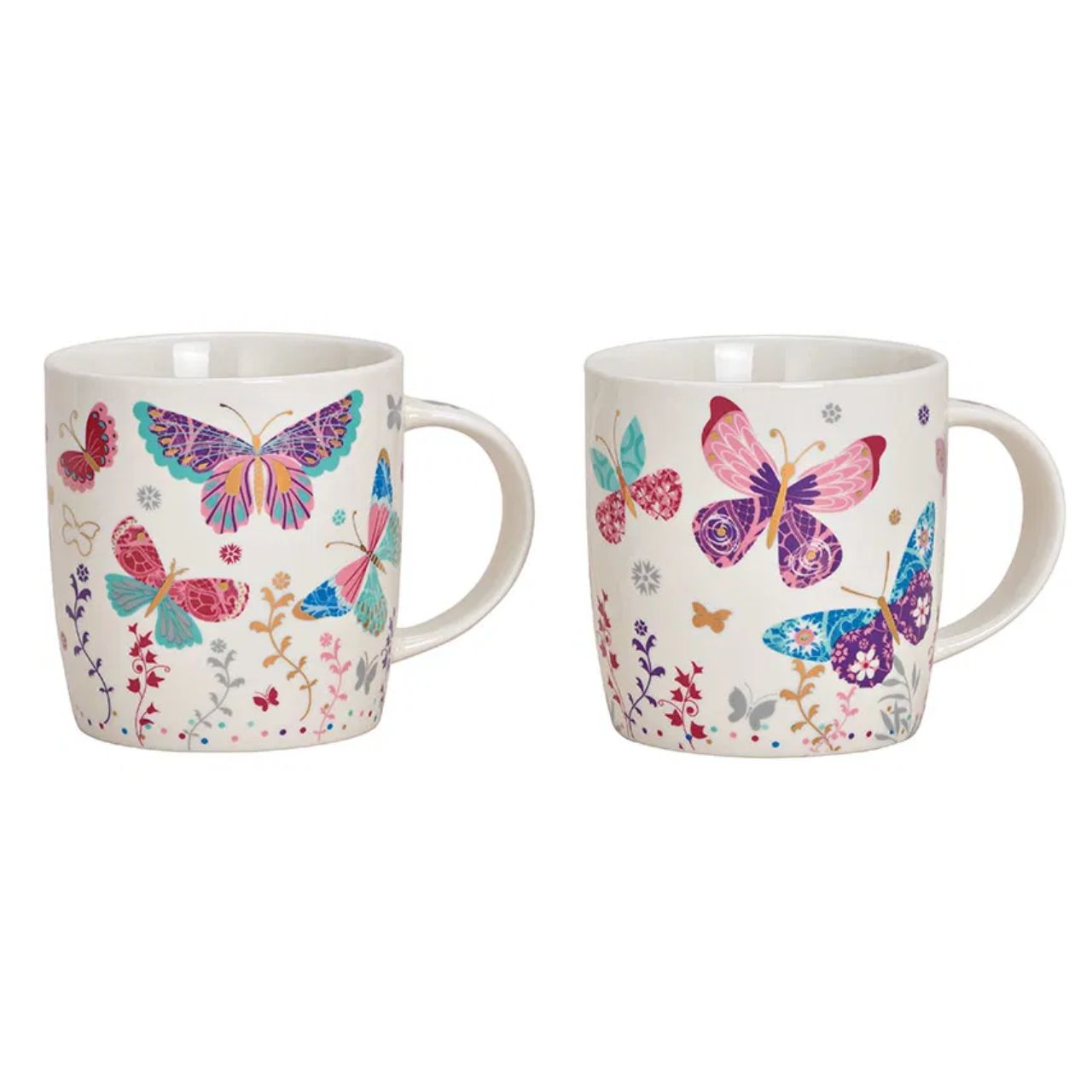 Tassen, Becher, Motive: Schmetterlinge, Blumenmuster, Porzellan