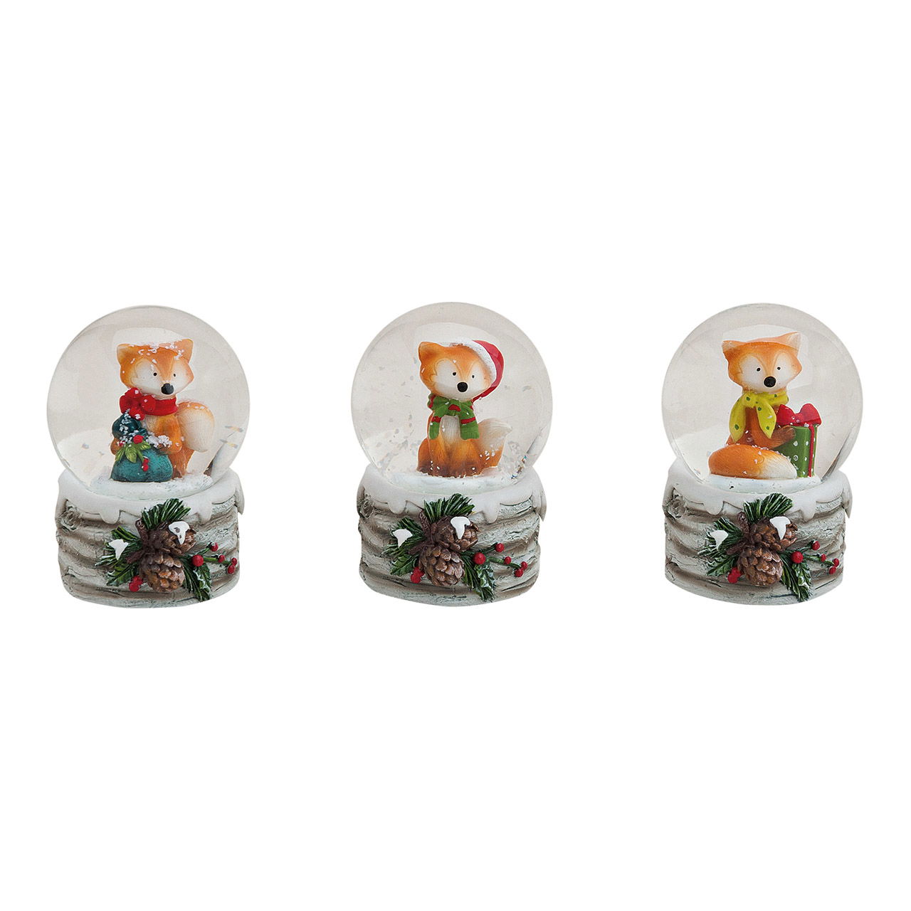 Globo de nieve zorro de Navidad, 3 surtidos (A/A/A) 4x6x4 cm Globo de nieve zorro de Navidad, 3 surtidos (A/A/A) 4x6x4 cm