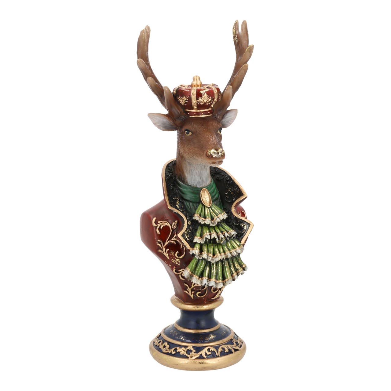 Buste de cerf en poly bordeaux (L/H/P) 13x39x12cm