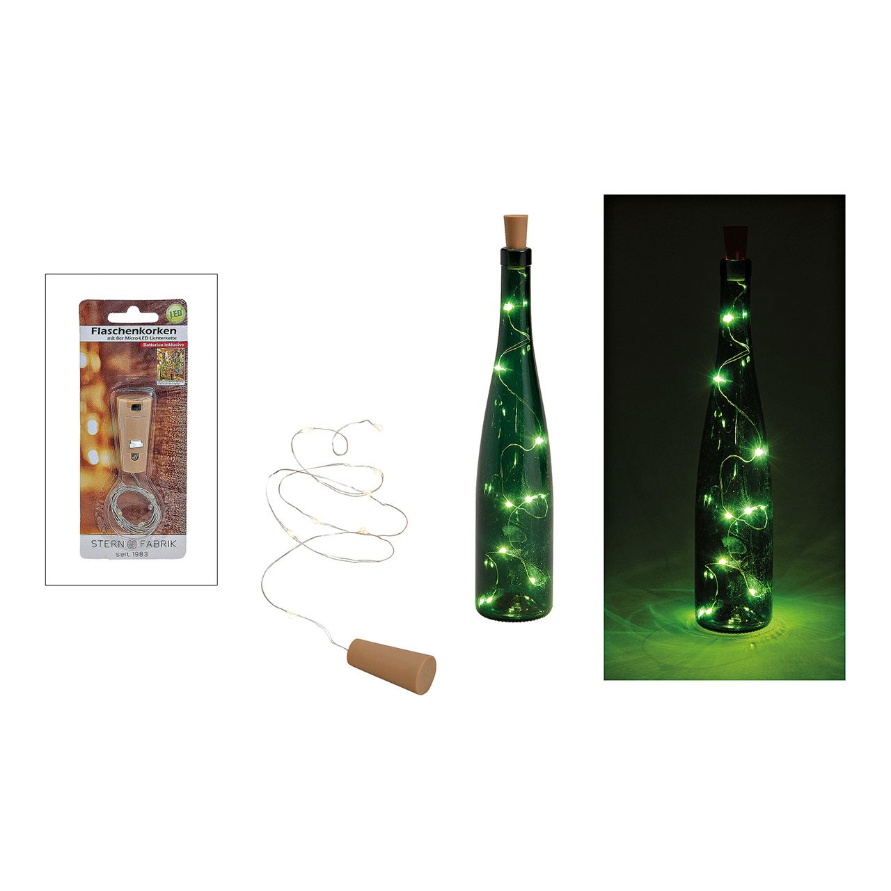 Sughero LED catena luminosa per bottiglia di vino, 8 LED, plastica (L/H/D) 2x4x2cm, catena 80cm