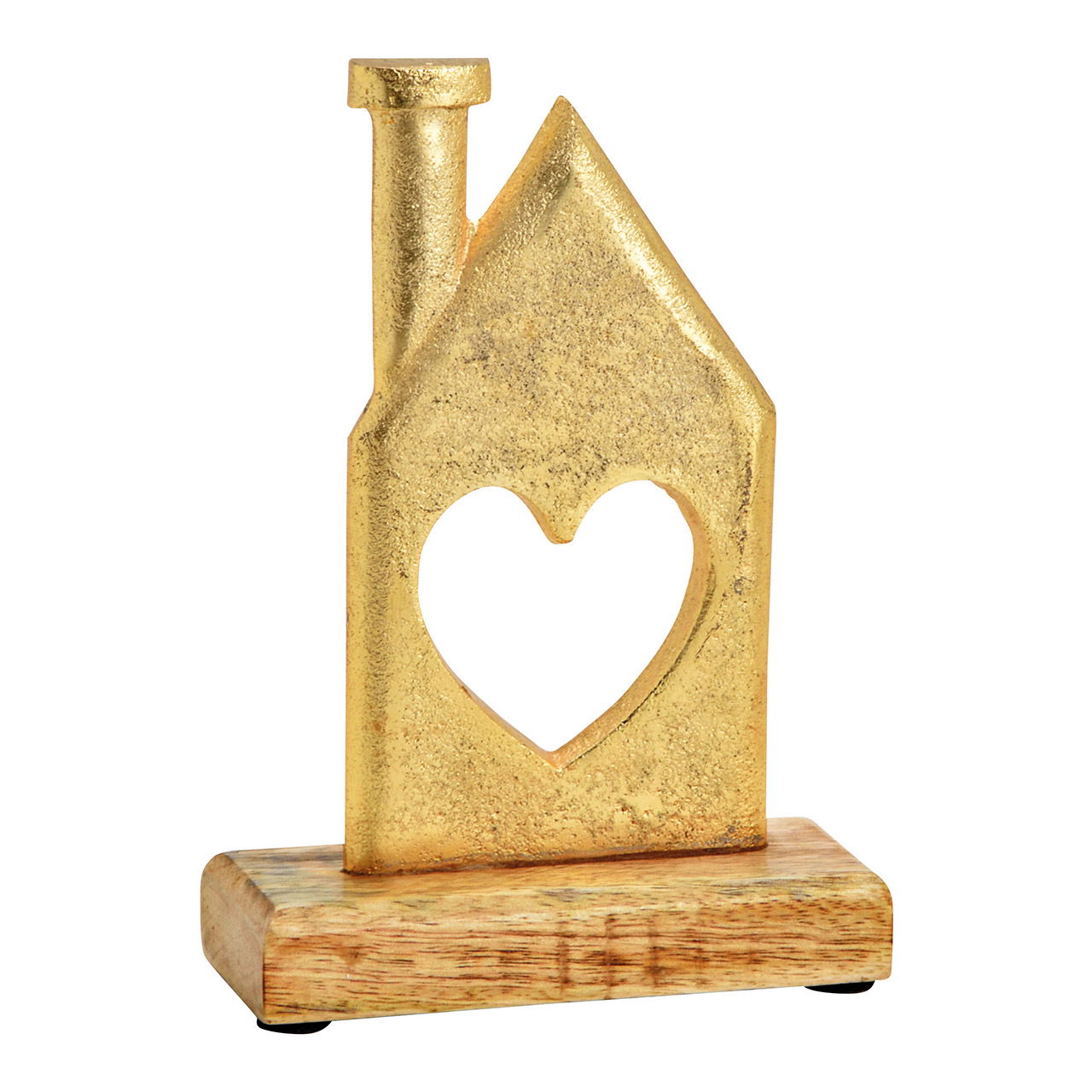 Supporto per casa su base di metallo in legno di mango Gold (L/H/D) 12x17x5cm Supporto per casa su base di metallo in legno di mango Gold (L/H/D) 12x17x5cm