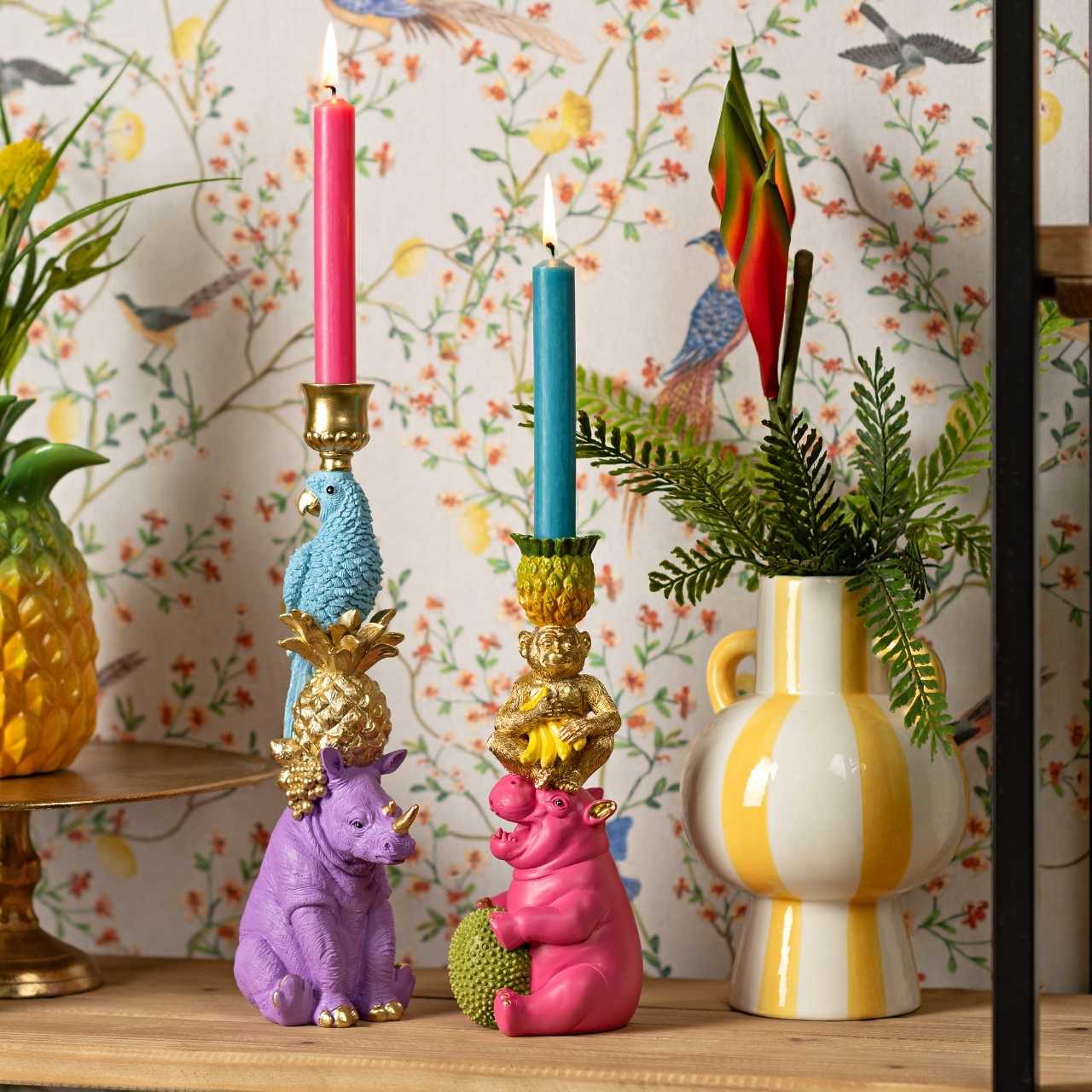 Kaarshouder dieren piramide gemaakt van poly, (B/H/D) 8x25x10cm Figur, Obst, Pflanze, Produzieren, Ananas