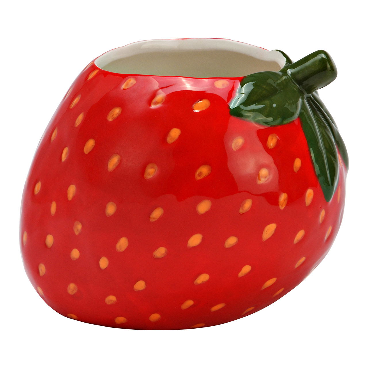 Blumentopf Erdbeere aus Keramik, Rot (B/H/T) 14x12x13cm Blumentopf Erdbeere aus Keramik, Rot (B/H/T) 14x12x13cm