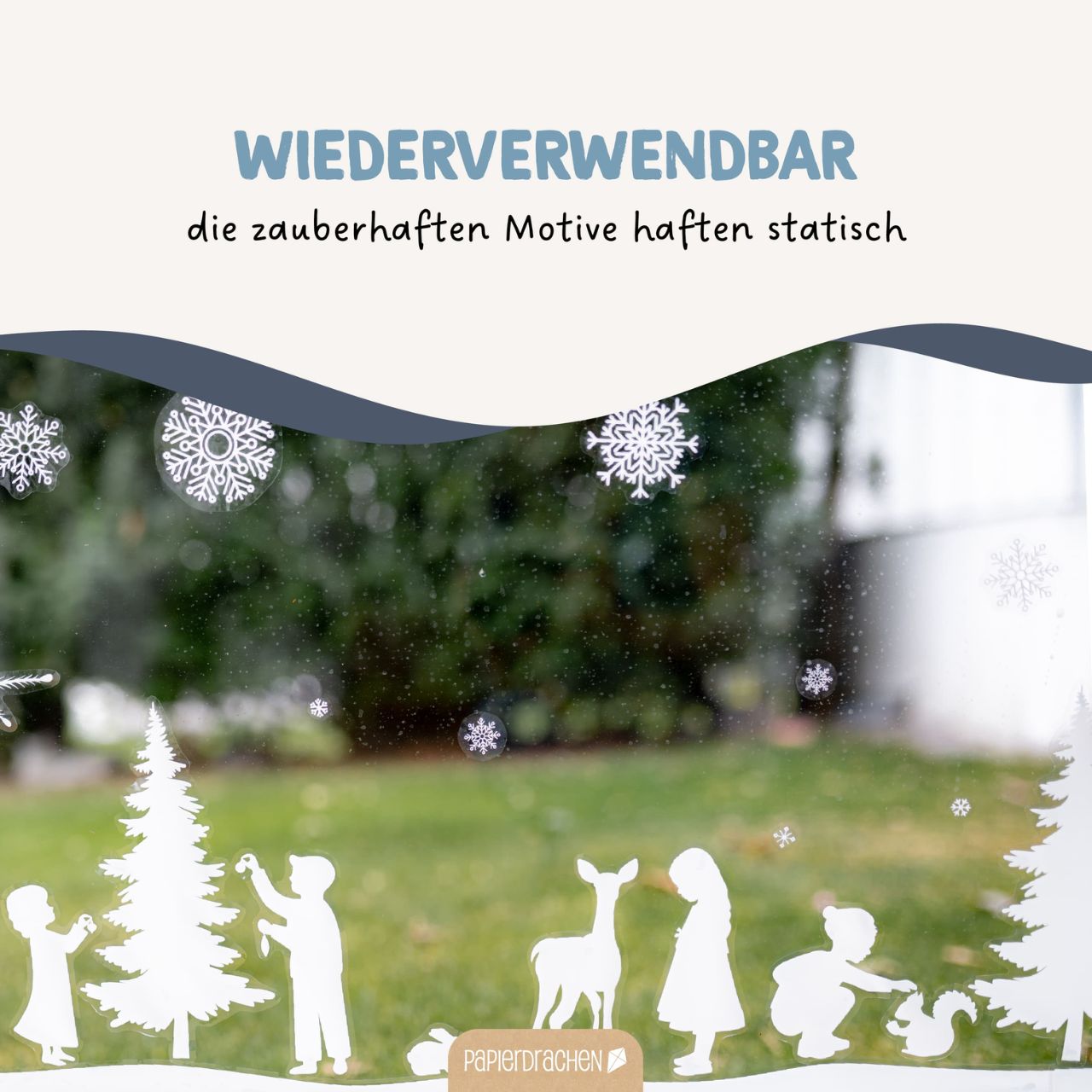 Winter, Papierpapiere, Fensterbilder, Schneemotiv, Silhouette