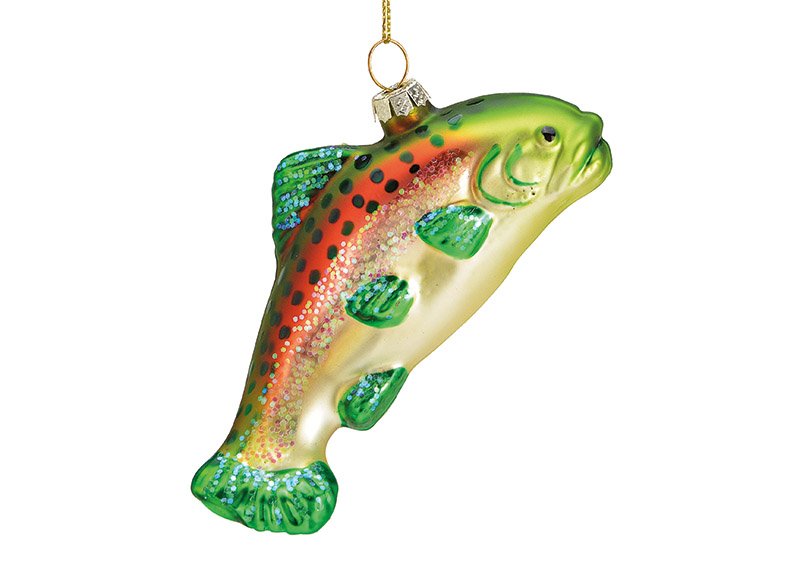Christmas hanger fish from glass Colorful (W/H/D) 12x5x3cm