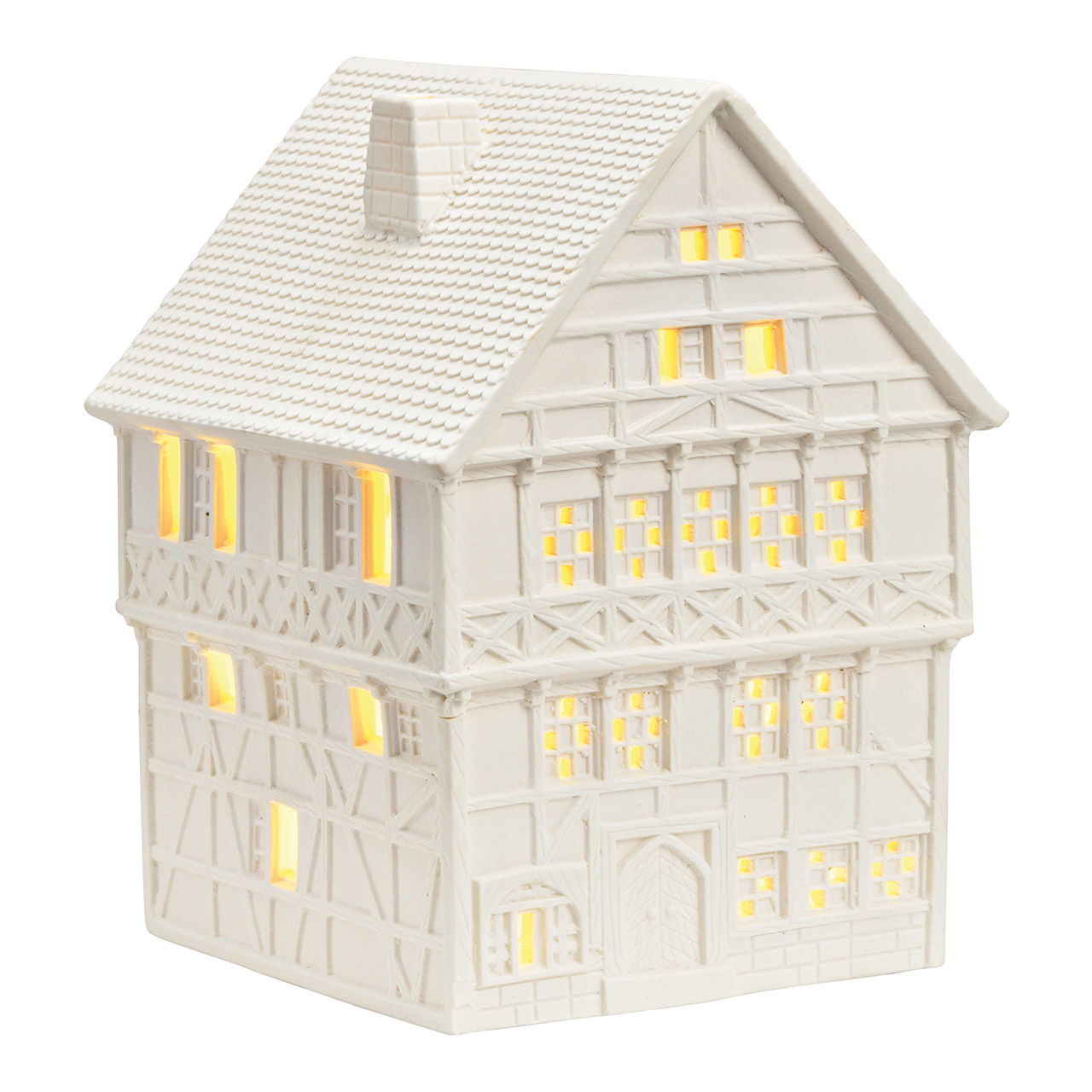 Maison lumineuse Fritzlar en porcelaine blanche (L/H/P) 13x18x14cm