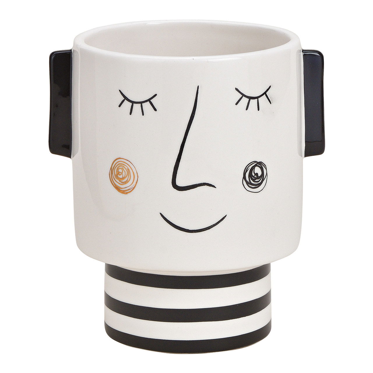 Vaso da fiori in ceramica donna nero/bianco (L/H/D) 14x15x11cm Pokal, Porzellan, Töpferei, Kaffee, Kaffeetasse