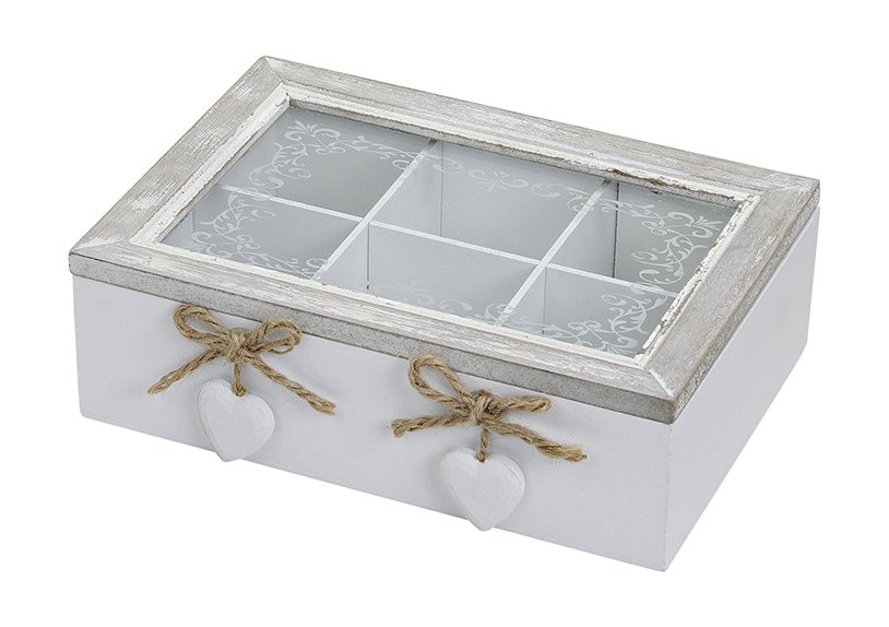 Storage box wood/glass 22x17x7 cm