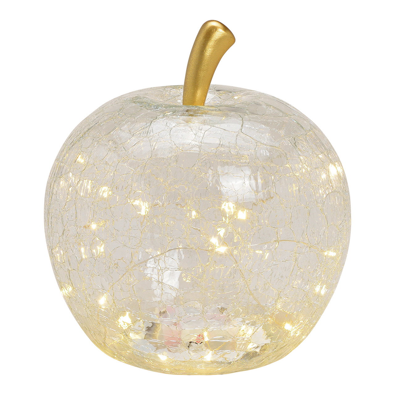 Apple with 30 LEDs, with timer, made of transparent glass (W/H/D) 22x24x22cm Apple with 30 LEDs, with timer, made of transparent glass (W/H/D) 22x24x22cm