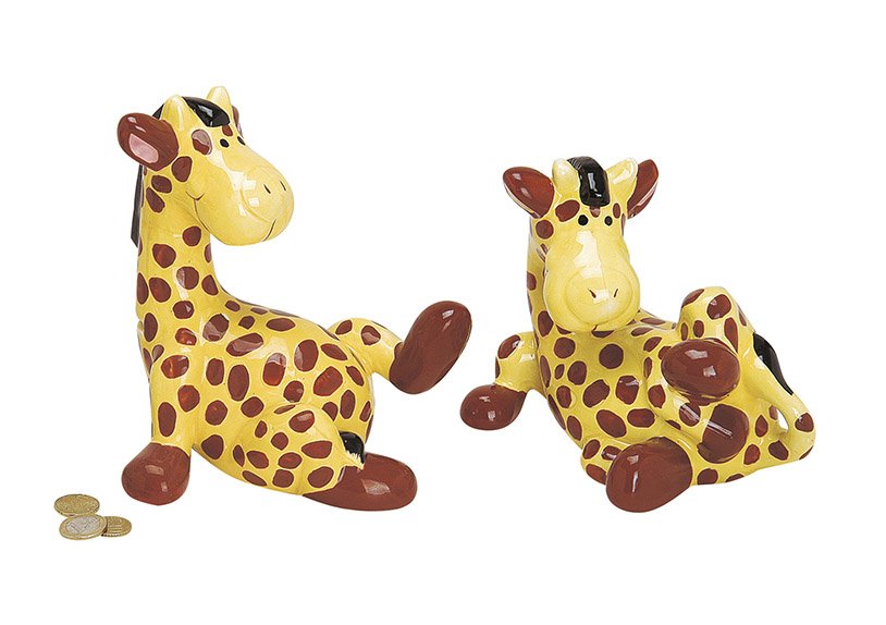 Salvadanaio giraffa, 2 assortiti, ceramica, L18 cm