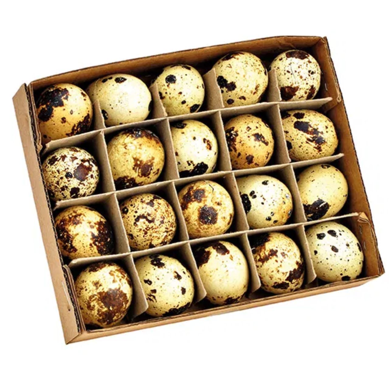 Easter egg set 2x3x2cm, Nature quail eggs set of 20, made of natural material natural (W/H/D) 14x3x12cm Vogeleier, Eierkarton, Spornell, Sperlingeier, Omelette-Eier