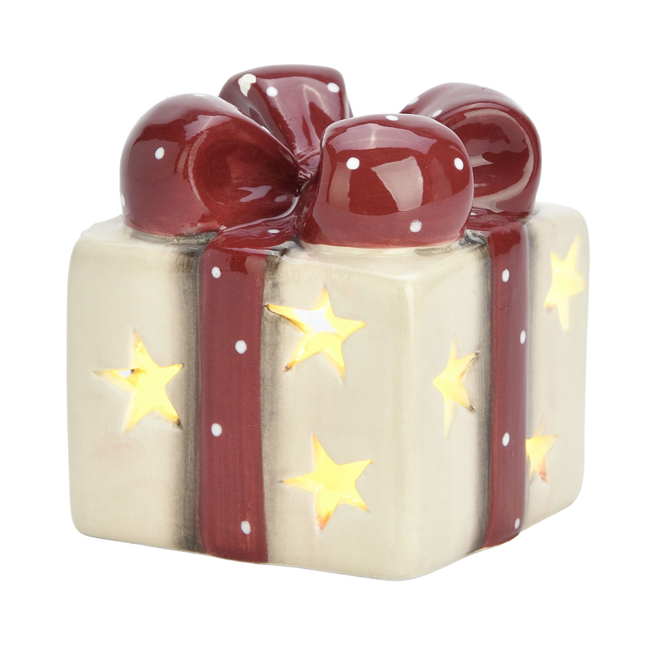 Geschenk LED aus Keramik Bordeaux (B/H/T) 6x7x6cm exkl. 2xLR44 Krug