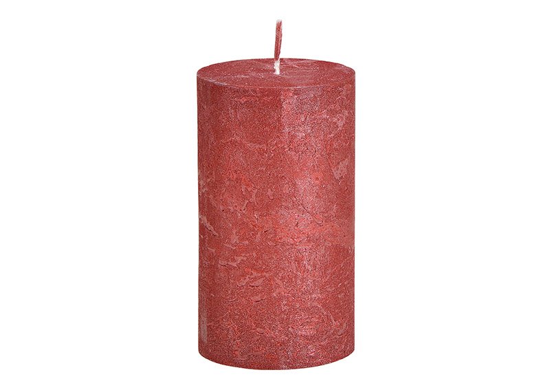 Candle shimmer finish, wax, bordeaux (W/H/D) 6,8x12x6,8 cm