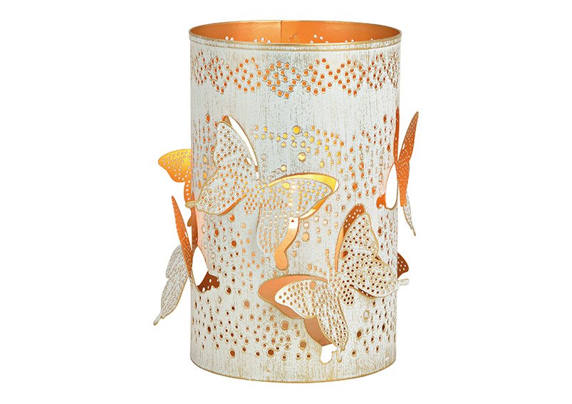 Vento luce decorazione farfalla metallo bianco, oro (w/h/d) 13x20x13cm