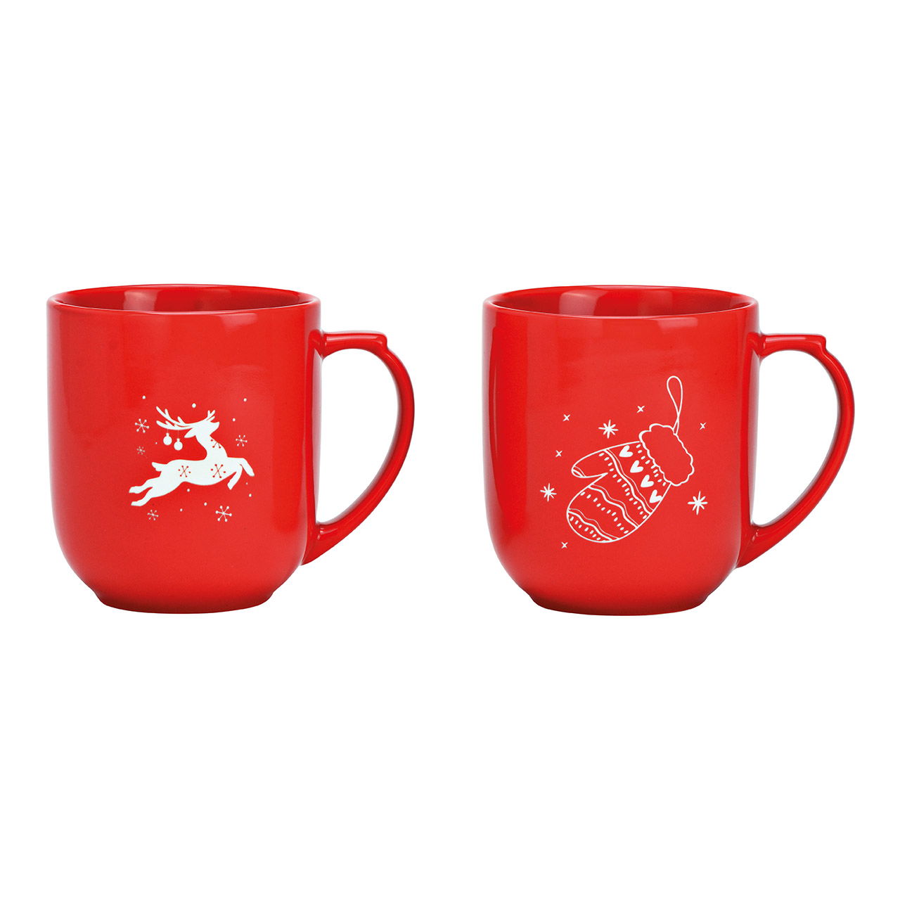 Jumbo Becher Weihnachts Dekor, Hirsch, Handschuh aus Porzellan rot 2-fach, (B/H/T) 15x12x11cm 820ml Jumbo Becher Weihnachts Dekor, Hirsch, Handschuh aus Porzellan rot 2-fach, (B/H/T) 15x12x11cm 820ml