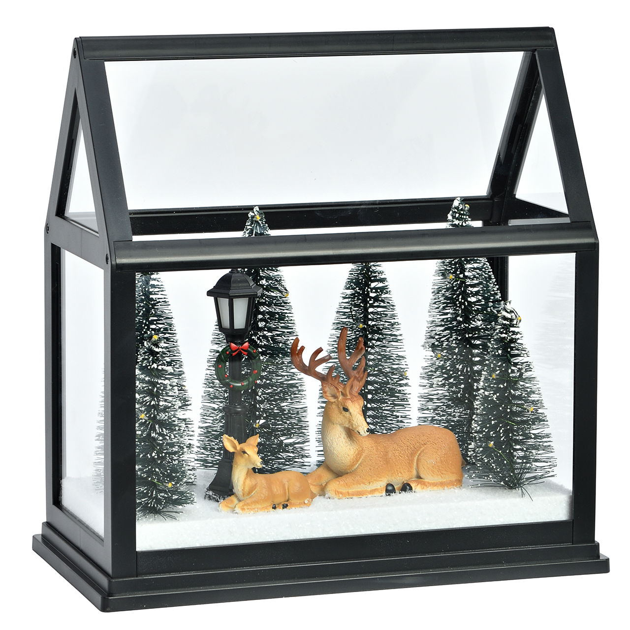 Paesaggio invernale a LED in una casa di plastica Colorato (L/H/D) 23x23x12cm Tier, Hirsch, Säugetier, Tierwelt, Antilope