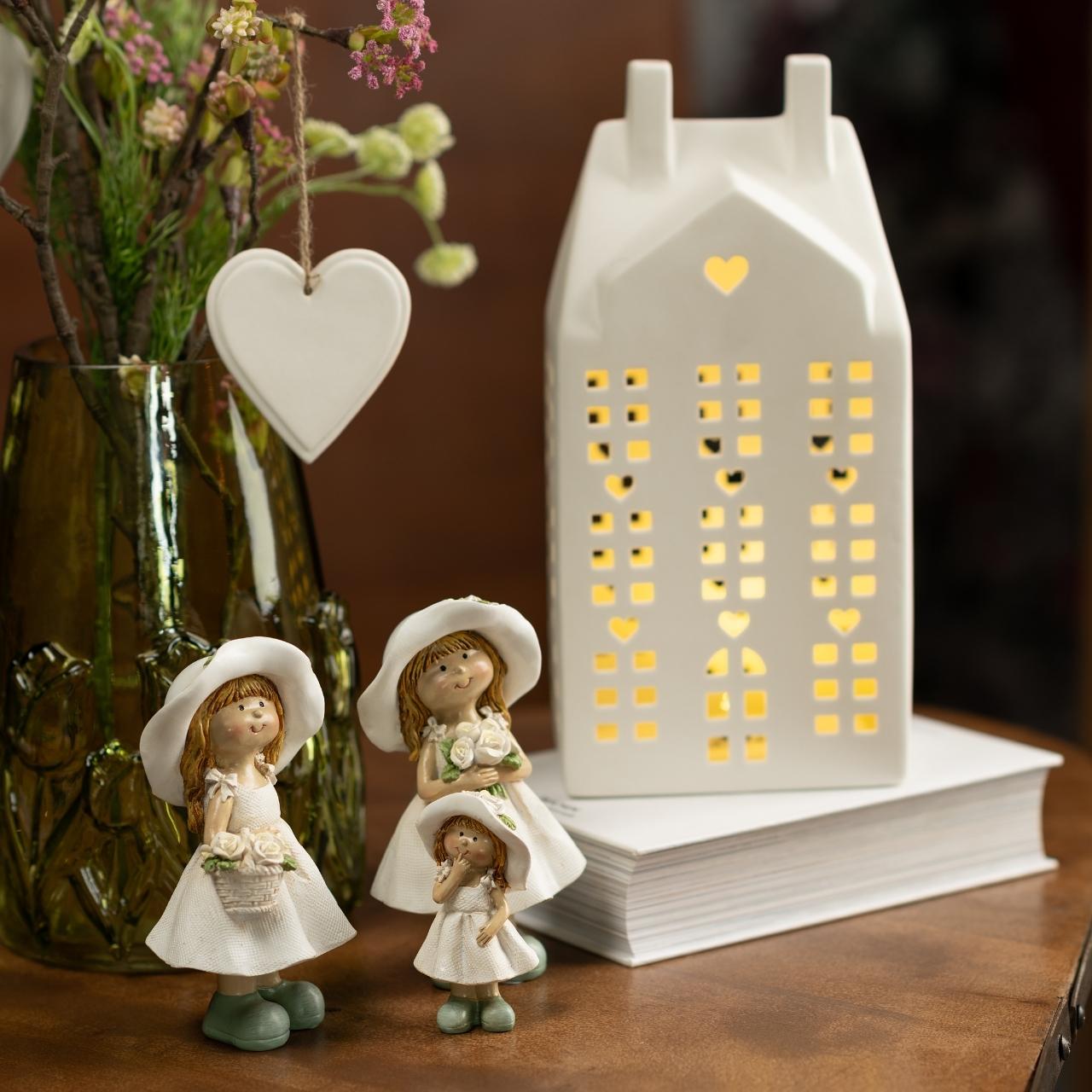 Meisje van polywit 2-voudig, (B/H/D) 4x8x4cm Person, Kind, Weiblich, Mädchen