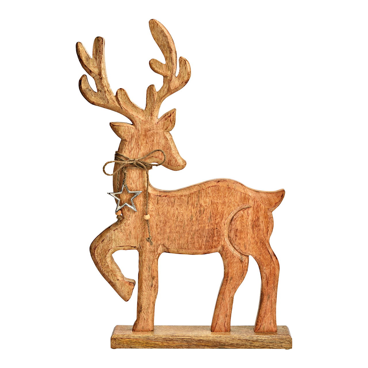 Aufsteller Hirsch aus Mangoholz natur (B/H/T) 40x64x7cm