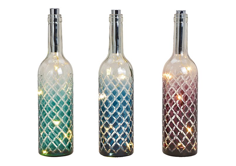 Bottiglia di vetro LED luci fatate rosso/verde/blu 3 volte, (L/H/D) 7x31x7cm