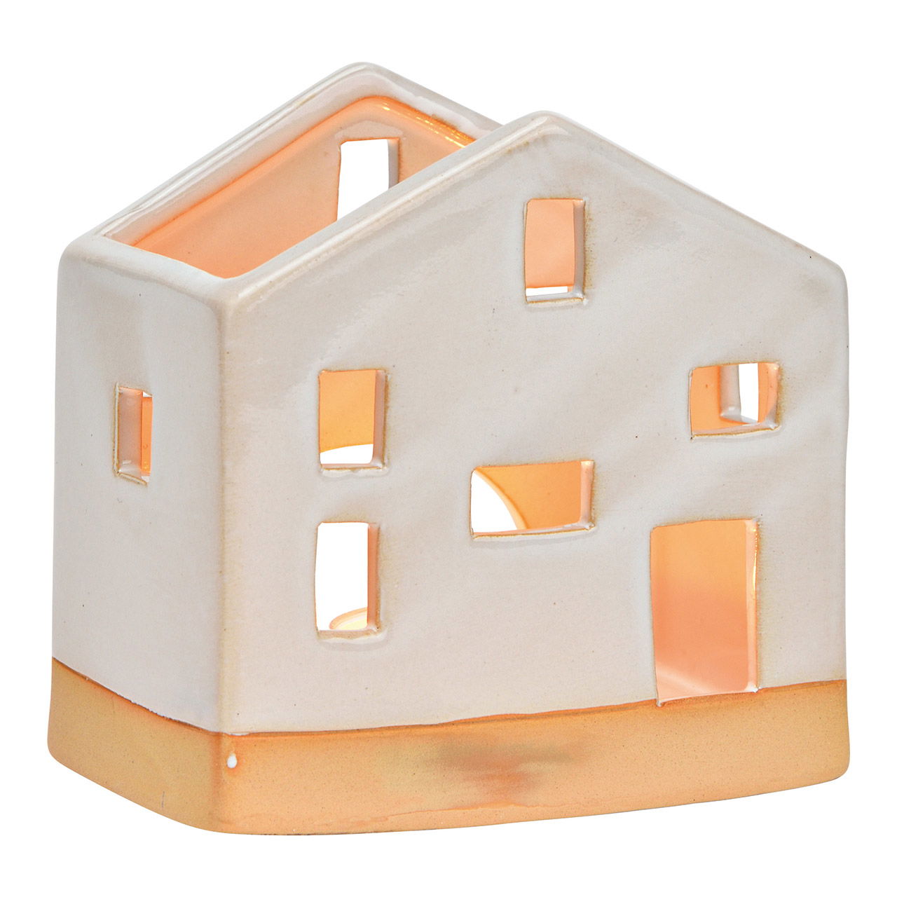 Ceramic lantern house white (W/H/D) 10x11x7cm