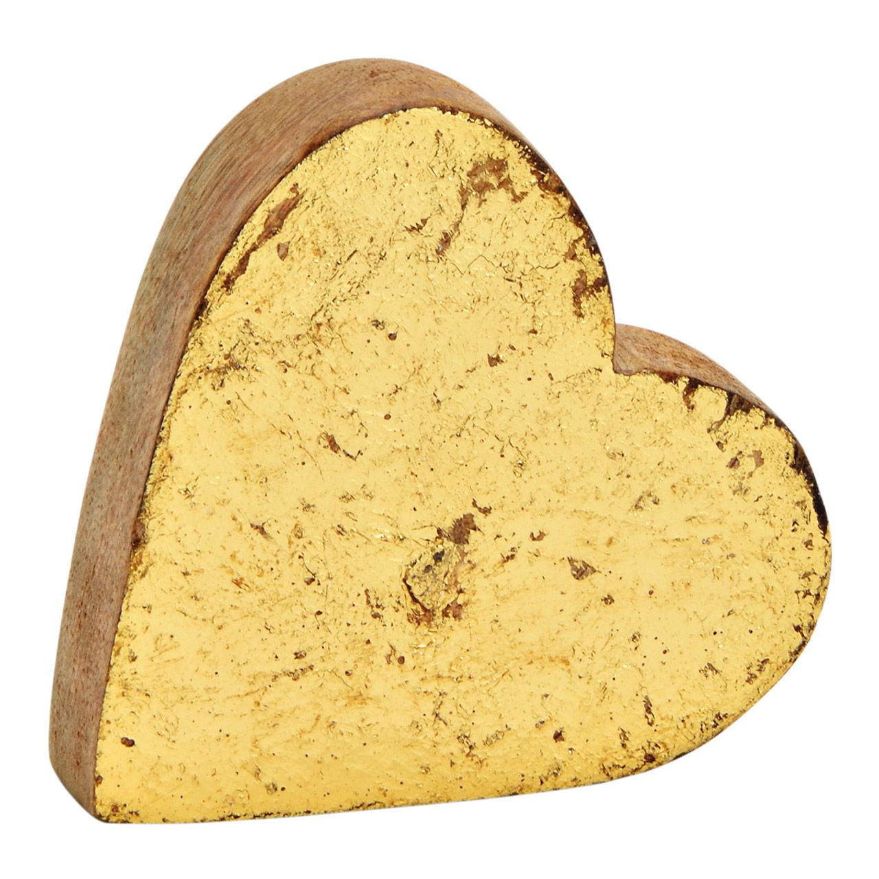 Cuore di legno di mango oro (c/h/d) 9x9x2cm