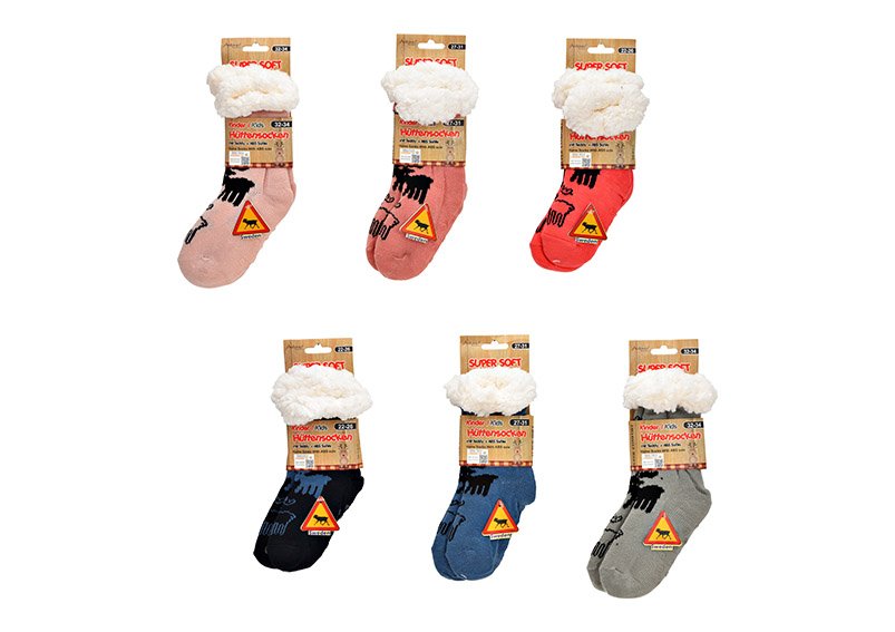 Children's cottage socks, teddy with ABS 100% Acrylic, 22-26, 24-31, 32-34 Colorful 6-fold