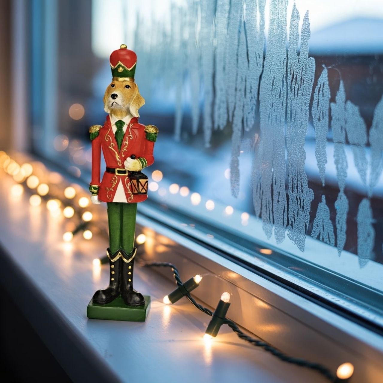 Hund Soldaten Dekor aus Poly, 2-fach, Rot/Grün (B/H/T) 5x22x4cm Weihnachten, Weihnachtsdekorationen, Festival, Person, Spielzeug, Person