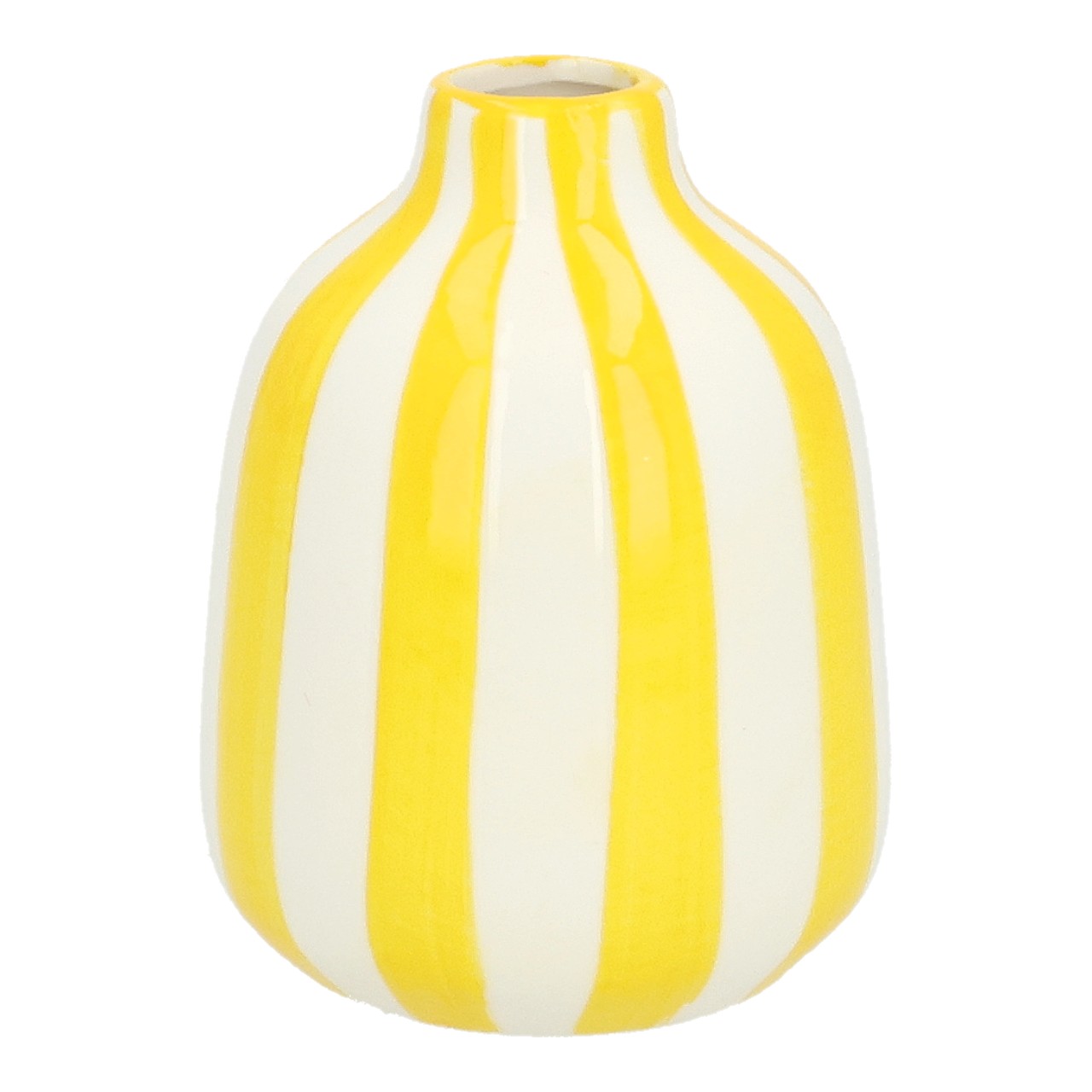 Vase gestreift aus Porzellan Gelb (B/H/T) 6x9x6cm | 10048797