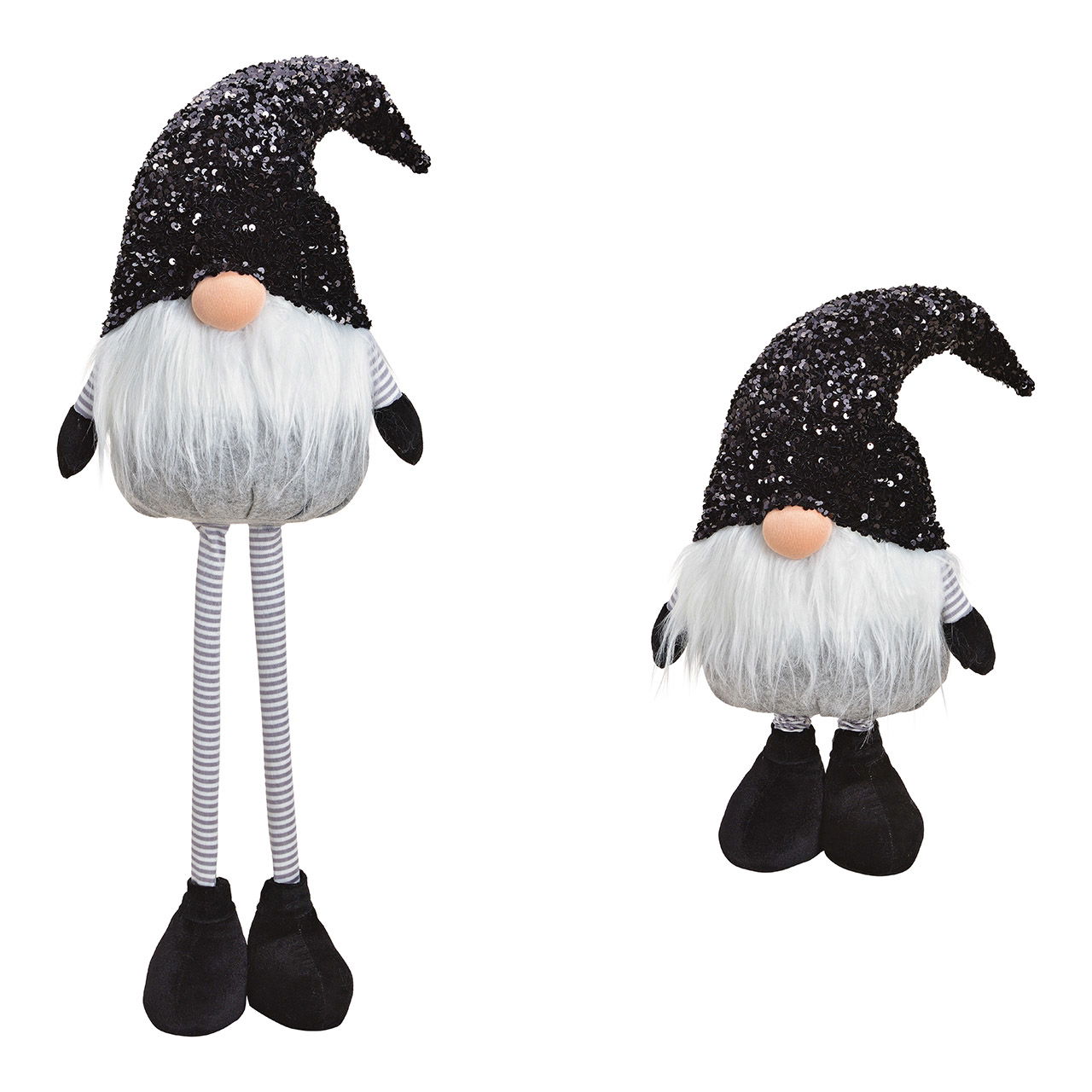 Gnome with telescopic textile legs gray, black (W/H/D) 27x68/103x17cm