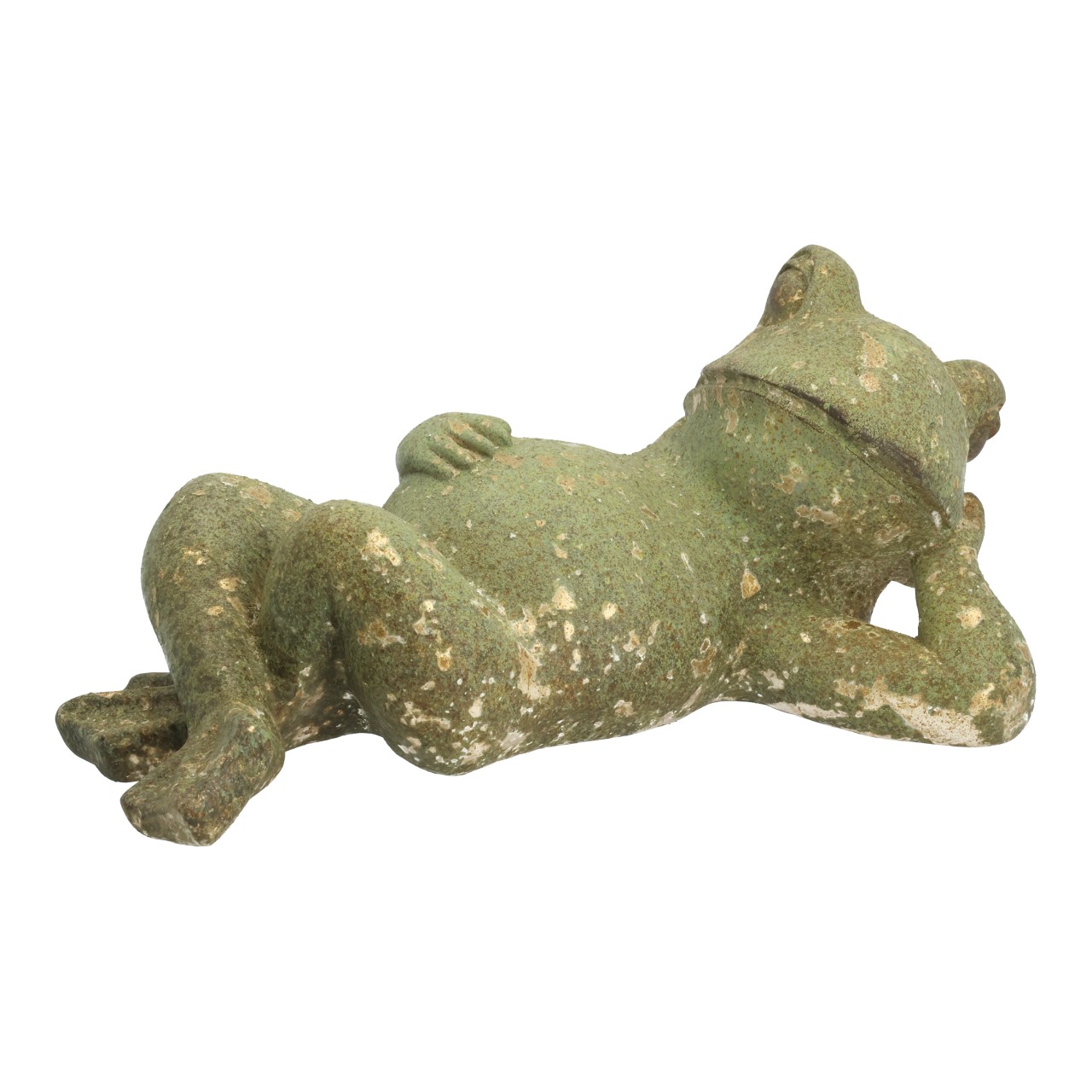 Froschstatue, Steinfigur, Grün, liegendes Froschfigur, Kunst-Outdoor-Dekoration