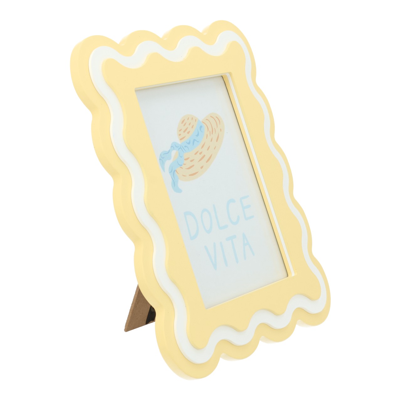 Cadre photo en bois jaune (L/H/P) 20,9 x 25 x 1,5 cm Rahmen, Fotodruck, Deko, Pastell, Sommerhut