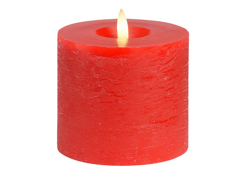 Candle LED red, flickering light, exclusive 3xAA made of wax (W/H/D) 10x9x10cm