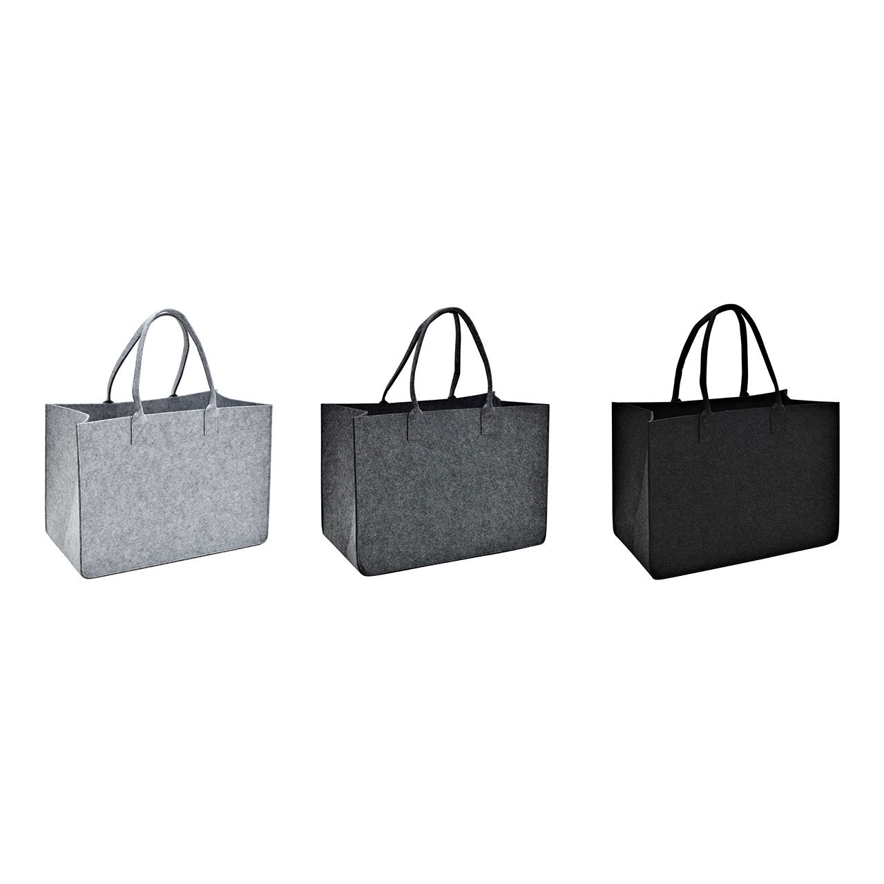 Bolsa con asa de fieltro gris 3 pliegues, (A/A/P) 50x27x35cm