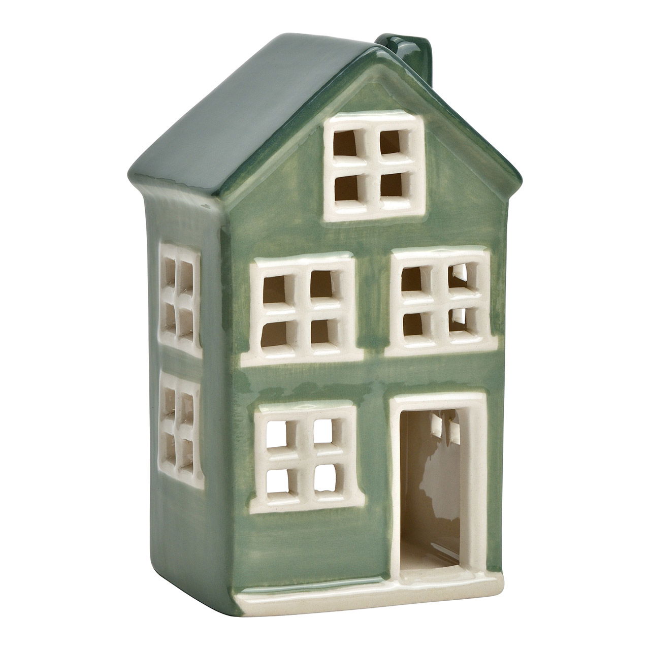 Haus aus Keramik, Grün/Weiß (B/H/T) 9x15x7cm Postfach
